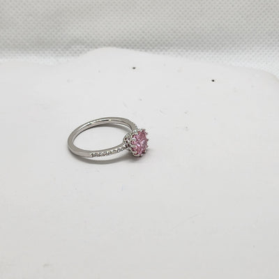 Brand New Sterling Silver 925 Round Pink Gemstone Ring