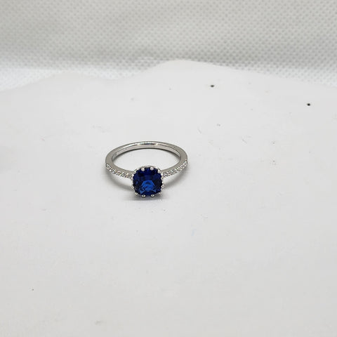 Brand New Sterling Silver 925 Round Blue Gemstone Ring