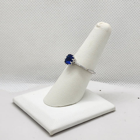 Brand New Sterling Silver 925 Round Blue Gemstone Ring