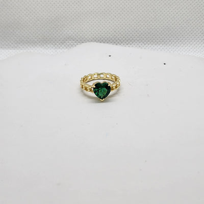 Brand New Sterling Silver 925 Green Heart Gemstone Link Ring