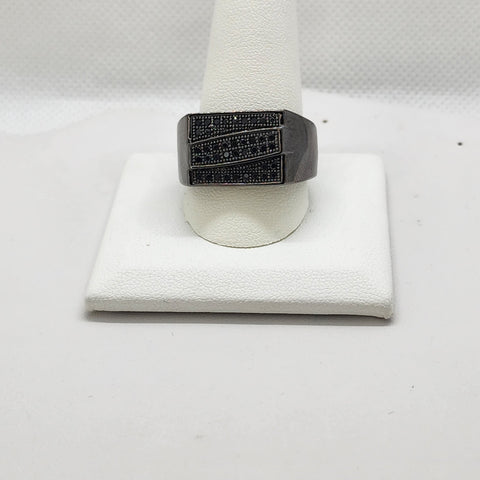 Brand New Sterling Silver 925 Black Rhodium Cz Ring