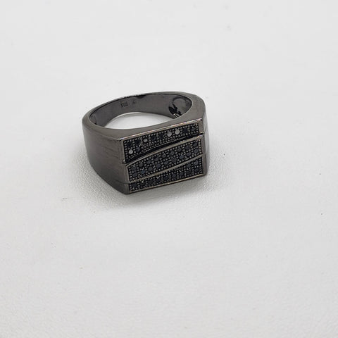 Brand New Sterling Silver 925 Black Rhodium Cz Ring