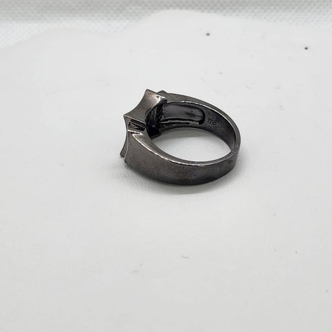 Brand New Sterling Silver 925 Black Rhodium Cz Ring