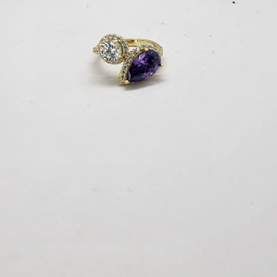 Brand New Sterling Silver 925 Purple/White Gemstone Ring