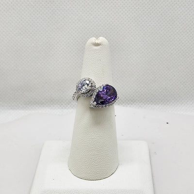 Brand New Sterling Silver 925 Purple/White Gemstone Ring