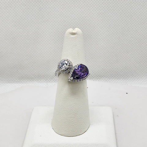 Brand New Sterling Silver 925 Purple/White Gemstone Ring