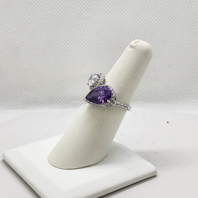 Brand New Sterling Silver 925 Purple/White Gemstone Ring