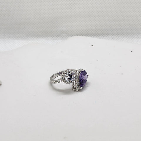 Brand New Sterling Silver 925 Purple/White Gemstone Ring