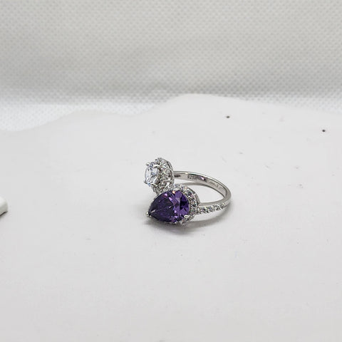 Brand New Sterling Silver 925 Purple/White Gemstone Ring