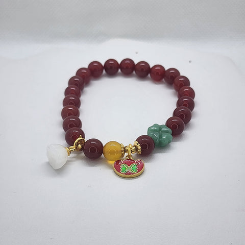 Brand New Burgundy, Yellow, White Agate Bracelet