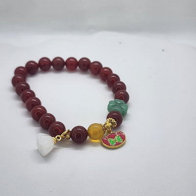 Brand New Burgundy, Yellow, White Agate Bracelet