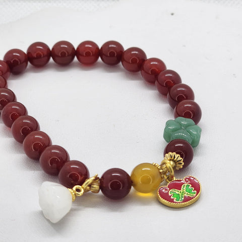 Brand New Burgundy, Yellow, White Agate Bracelet