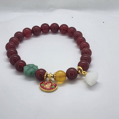 Brand New Burgundy, Yellow, White Agate Bracelet