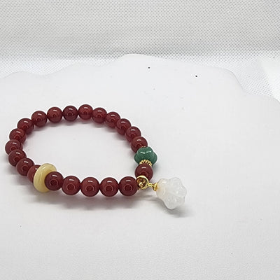 Brand New Burgundy Green White Paw Agate Bracelet