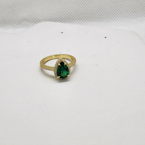 Brand New Sterling Silver 925 Green Tear Drop Ring