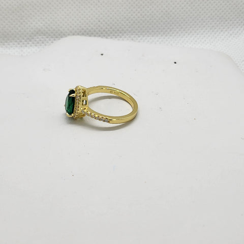 Brand New Sterling Silver 925 Green Tear Drop Ring