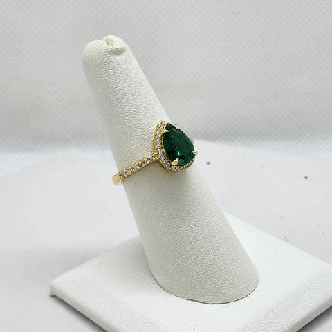 Brand New Sterling Silver 925 Green Tear Drop Ring