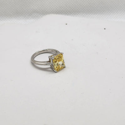 Brand New Sterling Silver 925 Yellow Gemstone Ring