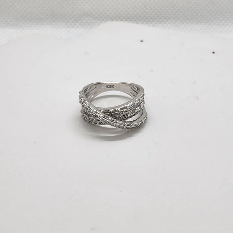 Brand New Sterling Silver 925 Crossover Cz Ring