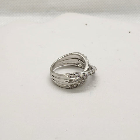 Brand New Sterling Silver 925 Crossover Cz Ring