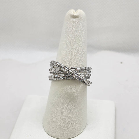 Brand New Sterling Silver 925 Crossover Cz Ring