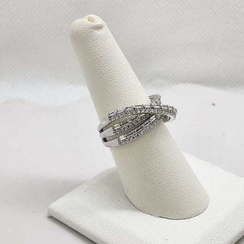 Brand New Sterling Silver 925 Crossover Cz Ring