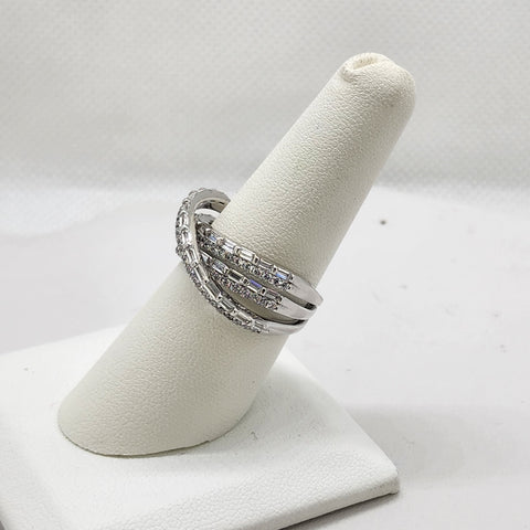 Brand New Sterling Silver 925 Crossover Cz Ring