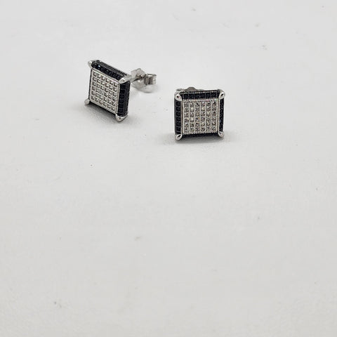 Brand New Sterling Silver 925 Black/White Cubic Zirconia Stones  Earrings