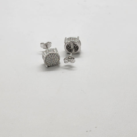 Brand New Sterling Silver 925 Round CZ Stones Earrings