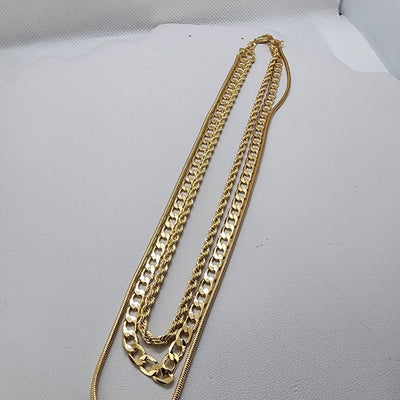 Brand New Brazilian 18k Gold Filled 3 Row Necklace