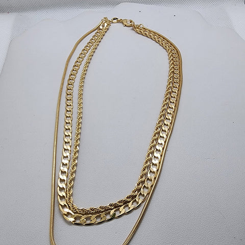 Brand New Brazilian 18k Gold Filled 3 Row Necklace