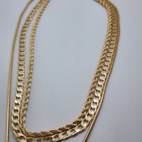 Brand New Brazilian 18k Gold Filled 3 Row Necklace