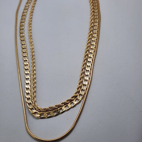 Brand New Brazilian 18k Gold Filled 3 Row Necklace