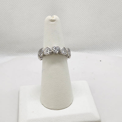 Brand New Sterling Silver 925 Multi White Hearts Ring