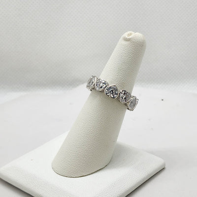 Brand New Sterling Silver 925 Multi White Hearts Ring