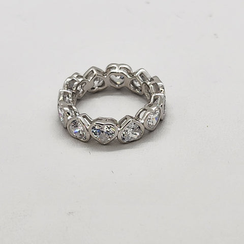 Brand New Sterling Silver 925 Multi White Hearts Ring