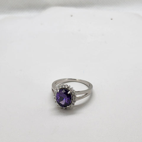 Brand New Sterling Silver 925 Purple Oval Gemstone Ring