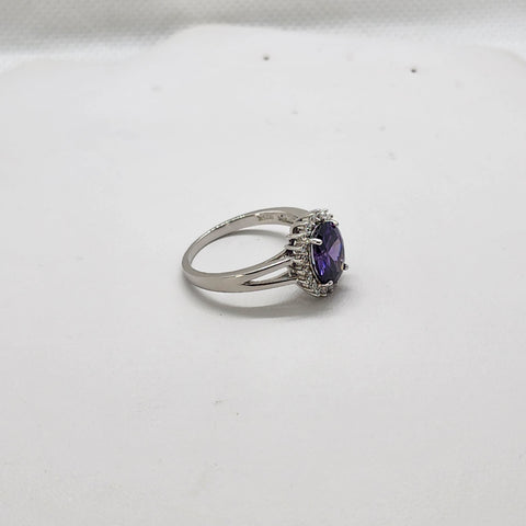 Brand New Sterling Silver 925 Purple Oval Gemstone Ring