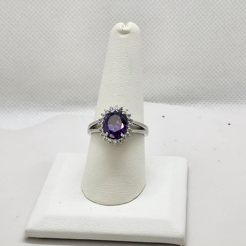 Brand New Sterling Silver 925 Purple Oval Gemstone Ring