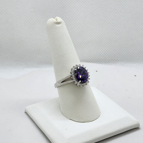 Brand New Sterling Silver 925 Purple Oval Gemstone Ring