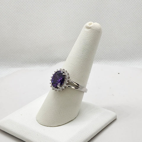 Brand New Sterling Silver 925 Purple Oval Gemstone Ring