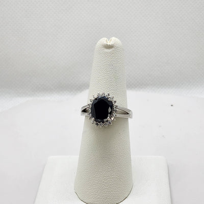 Brand New Sterling Silver 925 Black Oval Gemstone Ring