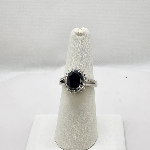 Brand New Sterling Silver 925 Black Oval Gemstone Ring