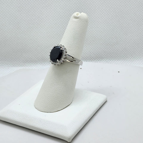 Brand New Sterling Silver 925 Black Oval Gemstone Ring