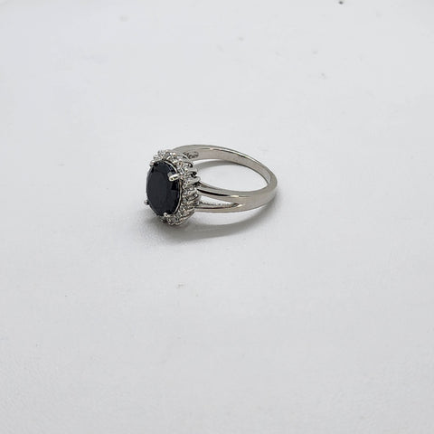 Brand New Sterling Silver 925 Black Oval Gemstone Ring