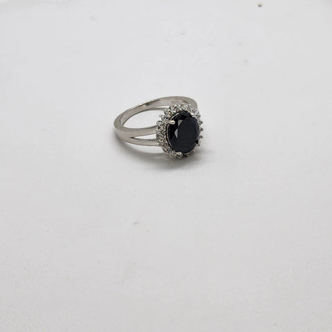 Brand New Sterling Silver 925 Black Oval Gemstone Ring