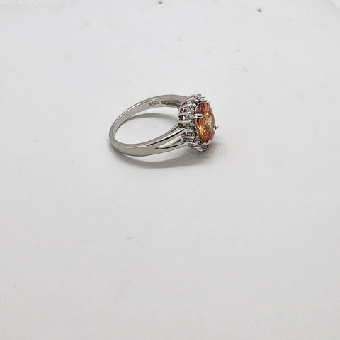 Brand New Sterling Silver 925 Orange Oval Gemstone Ring