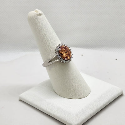 Brand New Sterling Silver 925 Orange Oval Gemstone Ring