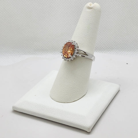 Brand New Sterling Silver 925 Orange Oval Gemstone Ring