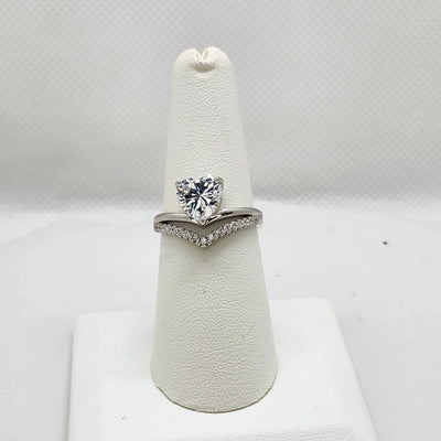 Brand New Sterling Silver 925 Heart V Design Ring